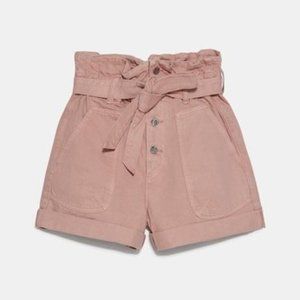 Zara Pink Dusty Rose Paper Bag Shorts 4